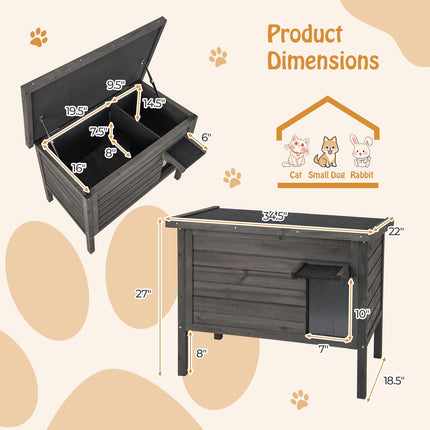 Dreamade Outdoor Cat House - Weatherproof Feral Cat Shelter with All-Round Foam Insulated