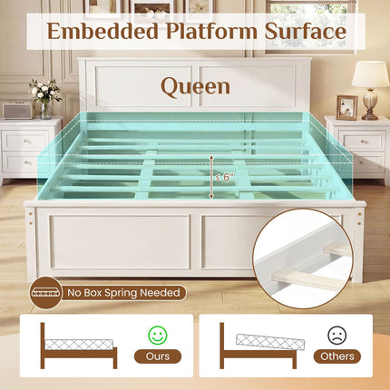 Dreamade Wood Queen/Full/Twin Size Farmhouse Solid Platform Bed