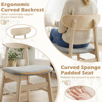 Dreamade Wooden Dining Chairs Set of 2/4 Upholstered Kitchen Chairs with Rubber Wood Legs