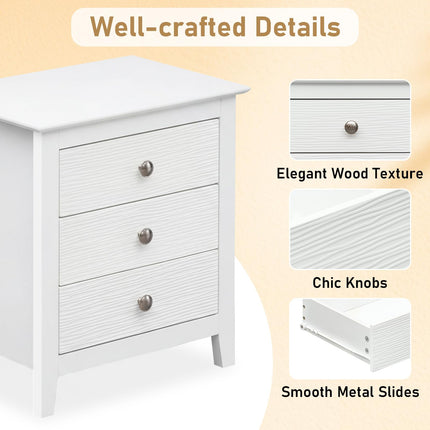 Dreamade 3-Drawer Night Stand Set 1/2 22’’ Compact Sofa End Couch Side Table