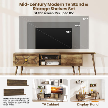 Dreamade 85 Inch TV Stand and 2 Floating Shelves Set