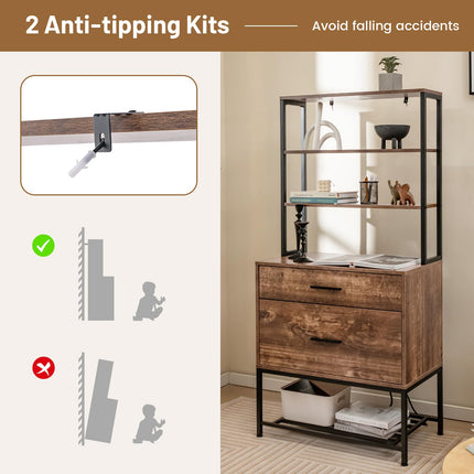 Dreamade Tall 2-Drawer File Cabinet - Filing Cabinet