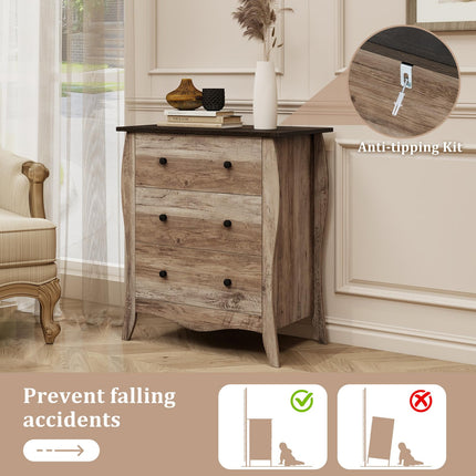 Dreamade Storage Cabinet with Foldable & Detachable Fabric Drawers, Anti-Tipping Kit, 26.5” x 15” x 30” Farmhouse Floor Cabinet