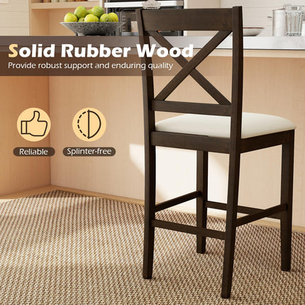 Dreamade 24" Farmhouse Bar Stools | Cross Back Counter Height Chairs with Padded Linen Upholstered Seat (2/4)