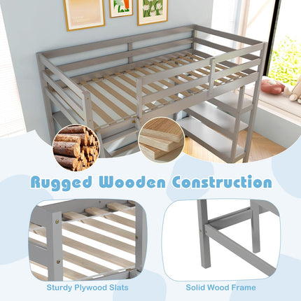 Dreamade Loft Bed with Desk & Bookshelves
