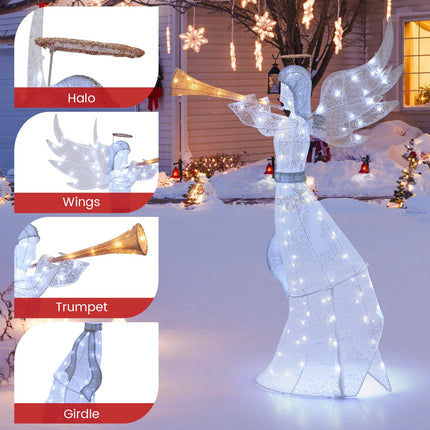 Dreamade 5 FT Lighted Trumpeting Angel, Light-up Christmas Angel with LED Lights