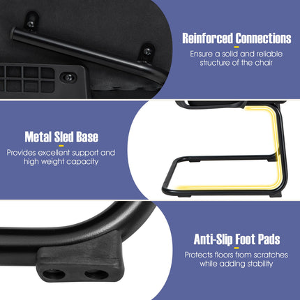 Dreamade Office Guest Chair, Office Guest Conference Chair w/Lumbar Support Ergonomic Backrest