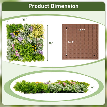 Dreamade 2 Pack Hanging Artificial Plants Panels, 20" x 20" Square Framed 3D Greenery Wall Art Decor