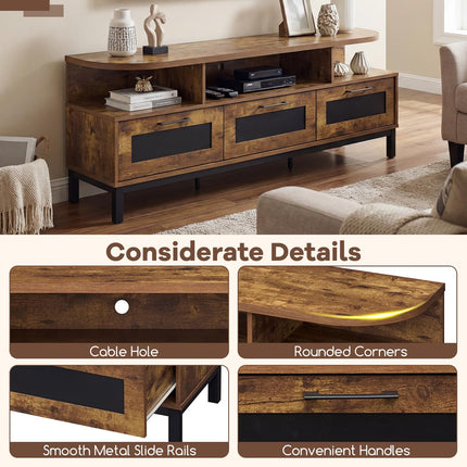 Dreamade TV Stand for TVs up to 75" Entertainment Center with 3 Storage Drawers and Open Shelves