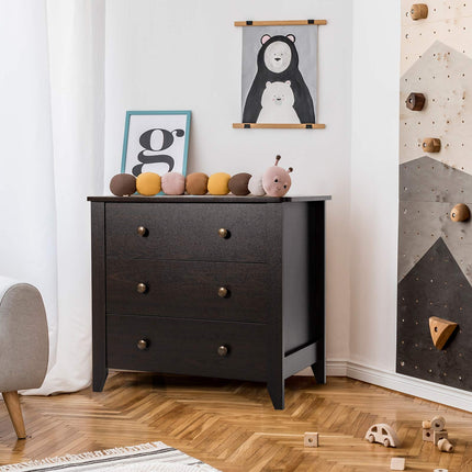 Dreamade Modern Simple Dresser 3-Drawers Chest with Solid Curved Legs