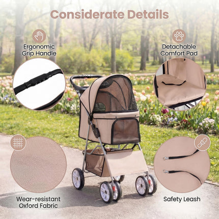Dreamade Foldable Pet Stroller for Small Dogs & Cats