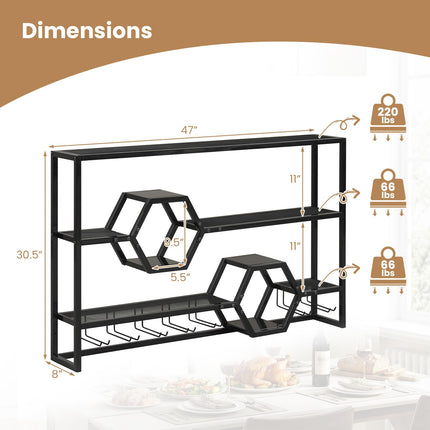 Dreamade Wall Mounted Wine Rack 47” Large Floating Bar Shelves