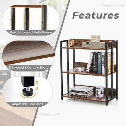 Dreamade 3-Tier Bookshelf, Industrial 32" Tall Small Book Shelf with Adjustable Shelves