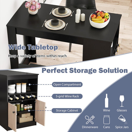 Dreamade Counter Height Bar Table with Storage Cabinet