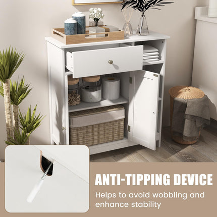 Dreamade Bathroom Storage Cabinet with Drawer - Floor Cabinet w/ 3 Open Shelves
