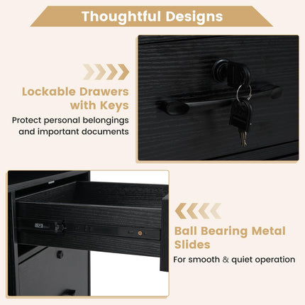 Dreamade 4-Drawer Lateral File Cabinet with Lock & 5 Rolling Wheels (2 Lockable)