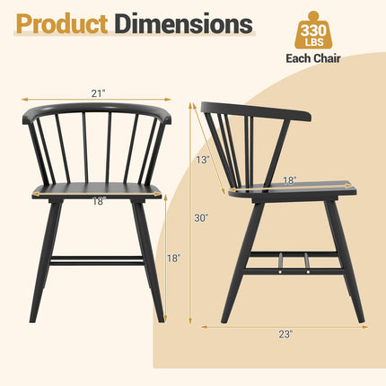 Dreamade Windsor Dining Chairs Set of 2/4 Mid-Century Modern Black Kitchen Chairs w/Solid Rubber Wood Frame