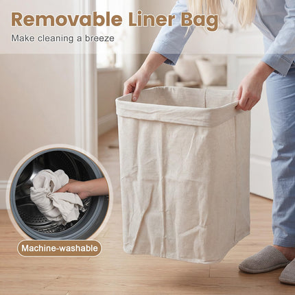 Dreamade 19 Gal Bamboo Laundry Hamper w/Removable Liner & Portable Handles