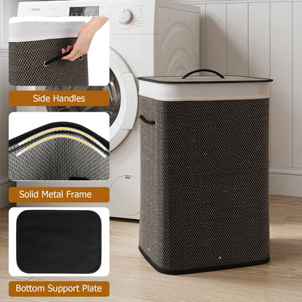 Dreamade 19 Gal Rectangular Bamboo Laundry Hamper with Lid