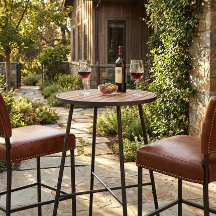 Dreamade 41-inches Patio Bar Table Acacia Wood Pub Table