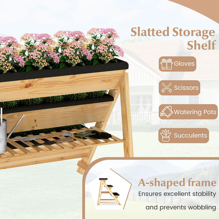 Dreamade 3-Tier Vertical Raised Garden Bed Wood Elevated Planter Box with Legs