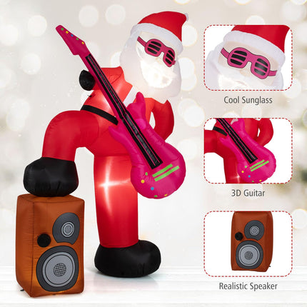 Dreamade 8.4FT Rocking Santa Inflatable with Guitar | Animated Christmas Decoration