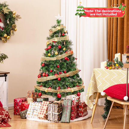 Dreamade Pre-Lit Fiber Optic Christmas Tree, Artificial Snowy Xmas Tree with Warm White LED Lights