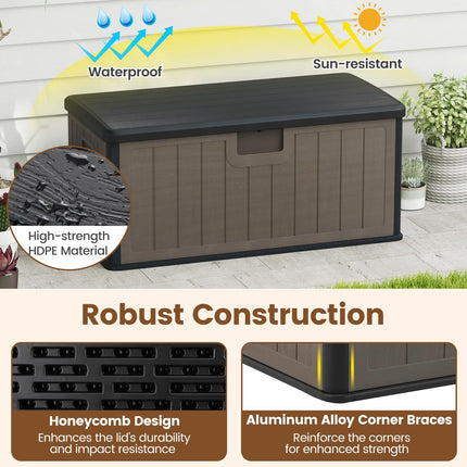 Dreamade 100 Gallon Deck Box, Waterproof Resin Box with Lockable Lid