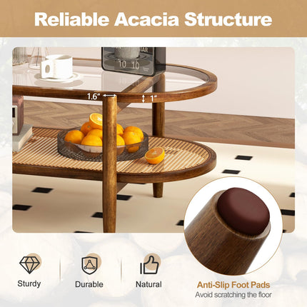 Boho Rattan Coffee Table - Dreamade
