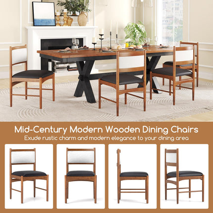 Dreamade Wooden Dining Chairs, Upholstered Kitchen Chairs w/Rubber Wood Frame & Faux Leather Padded Seat