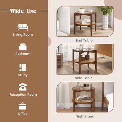 Rattan Round End Table - Dreamade