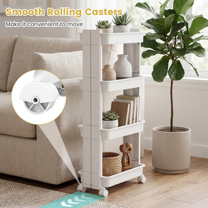 Dreamade 4 Tier Slim Rolling Storage Cart for Kitchen