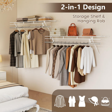 Dreamade 4 ft x 12” Metal Wire Storage Shelf & Clothes Rod Organizer