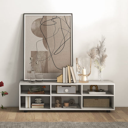 Dreamade TV Stand with Cube Storage - TV Console Cabinet w/ 6 Open Compartments