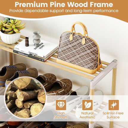 Dreamade 3/4-Tier Solid Wood Shoe Rack with Slatted Open Shelves