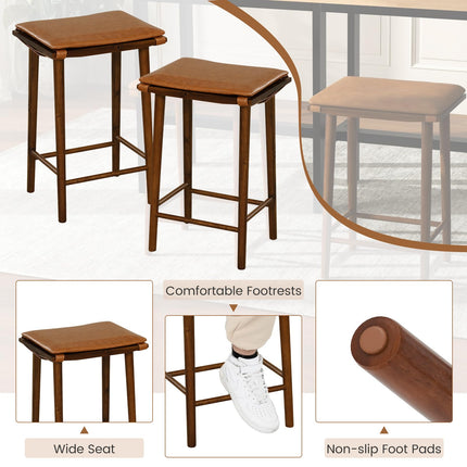 Dreamade Bar Stools Set of 4, Wooden Backless Barstools for Kitchen Island