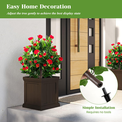 Dreamade 31 Inches Artificial Camellia Tree Set 2 Pack Fake Flower Trees