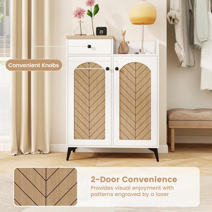 Dreamade Shoe Cabinet with Doors, 6-Tier Shoe Organizer Cabinet with Drawer