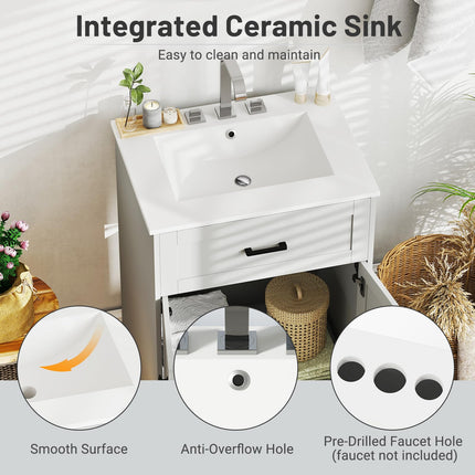 Dreamade 24” Undermount Bathroom Cabinet with Ceramic Basin