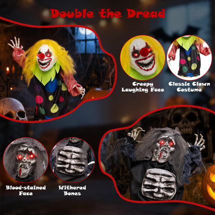 DREAMADE Sound Activated Halloween Animatronics, Clown & Reaper