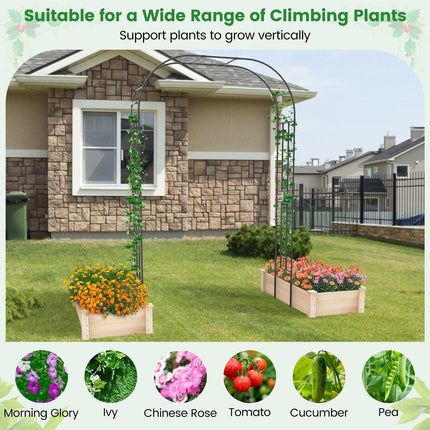 Dreamade Garden Arch Trellis, 60''W x 95''H Metal Arbor with Corrugated PE-Coated Steel Tubes for Climbing Plants Roses Ivy