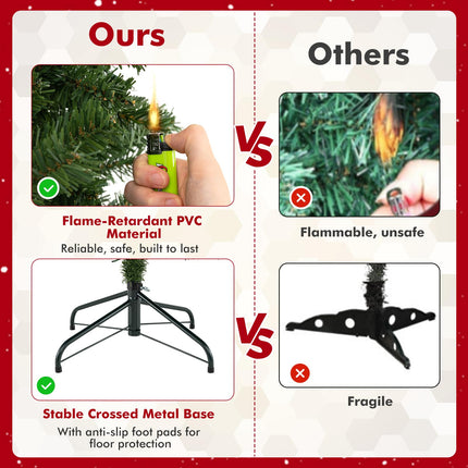 Dreamade 6FT | 7FT | 8FT Pre-Lit Remote Control Artificial Christmas Tree with Warm White LED Lights