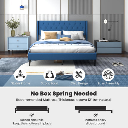 Dreamade Queen/Twin Size Platform Bed Frame with Wingback