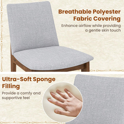 Dreamade Upholstered Dining Chairs Set of 2/4, Linen Fabric Wooden Kitchen Chairs w/Rubber Wood Frame