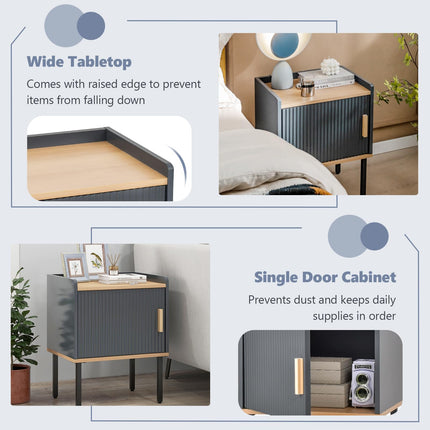 Dreamade Nightstand with Storage, Bedside Table with Single Door Cabinet, Small Space, Gray