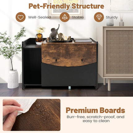 Dreamade Cat Litter Box Enclosure - Hidden Cat Washroom Furniture with Rolling Pull-Out Drawer