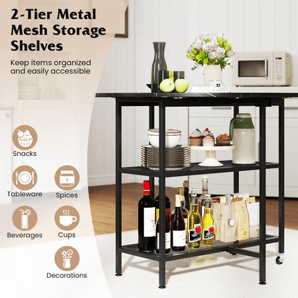 Dreamade Folding Dining Table with Lockable Wheels