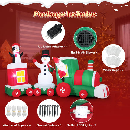 Dreamade 11.5 Ft Christmas Inflatable Train with Santa Snowman Penguin