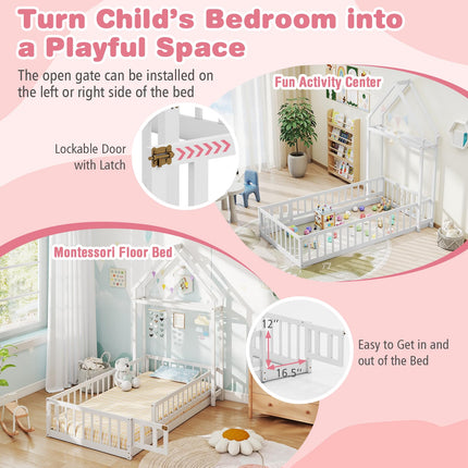 Dreamade Twin House Floor Bed for Kids