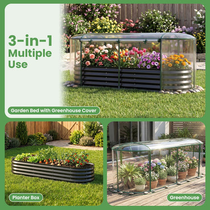 Dreamade Raised Garden Bed w/Greenhouse Cover (6x2x1 FT)